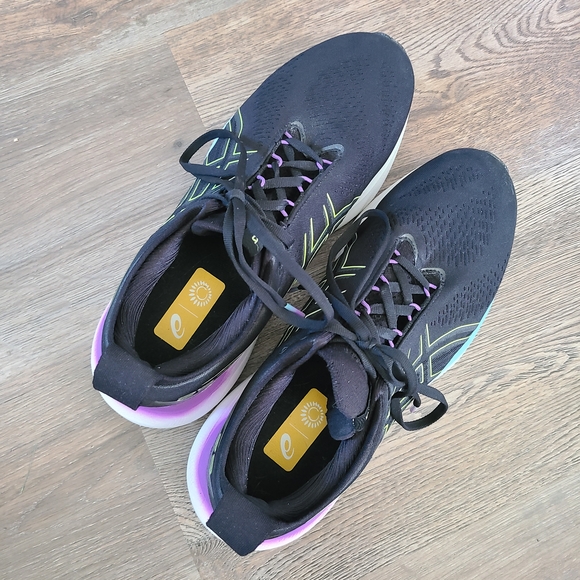 Asics Women's Black and Purple Running Shoes - Picture 1 of 5